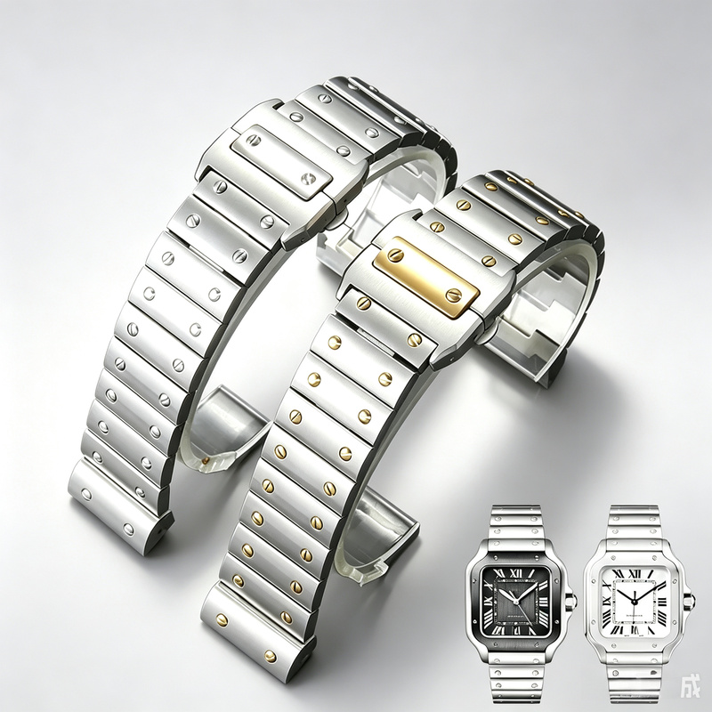 Cartier Watch Santos - Stainless Steel Watch Strap Men's Suitable