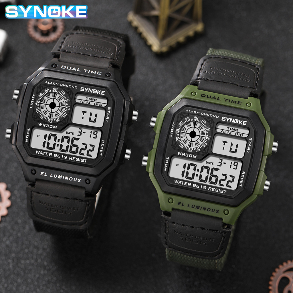 Synoke Outdoor Military Digita - đánh giá và giá Canvas Strap Watch