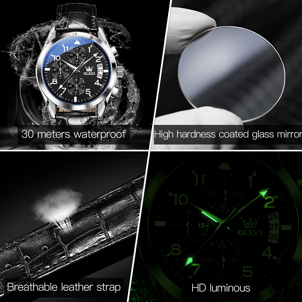 OLEVS Quartz Watch for Men Ori - đánh giá và giá Leather Watch Band Men