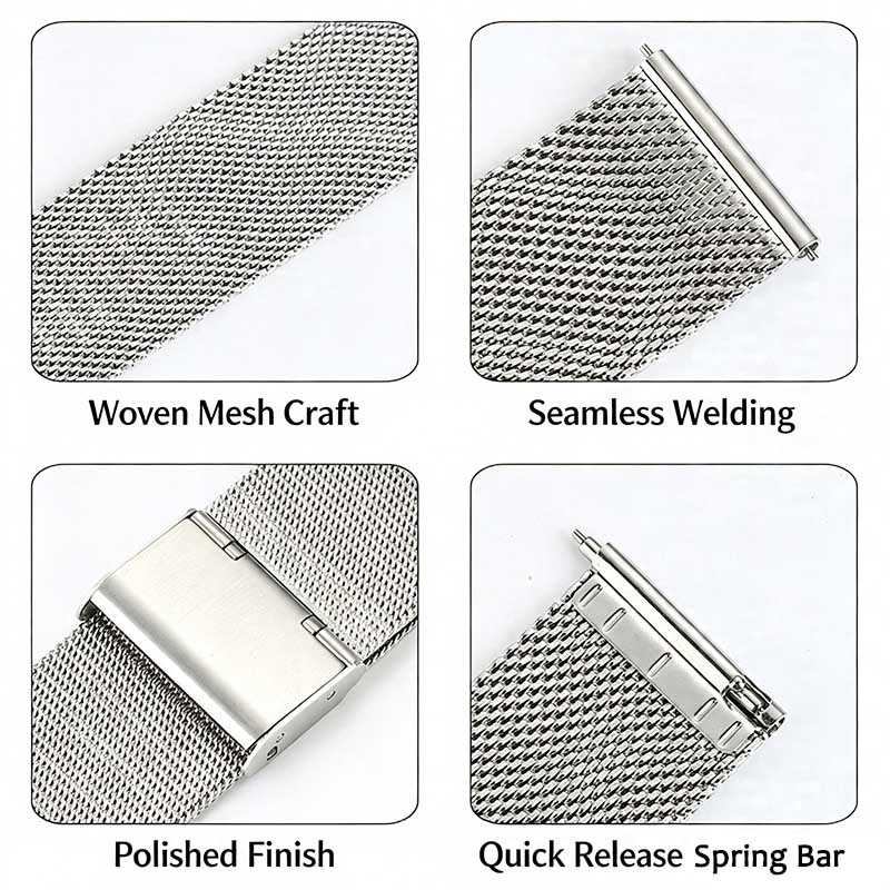 Width 22mm 20mm 18mm Milan Loo - đánh giá và giá Mesh Strap Metal