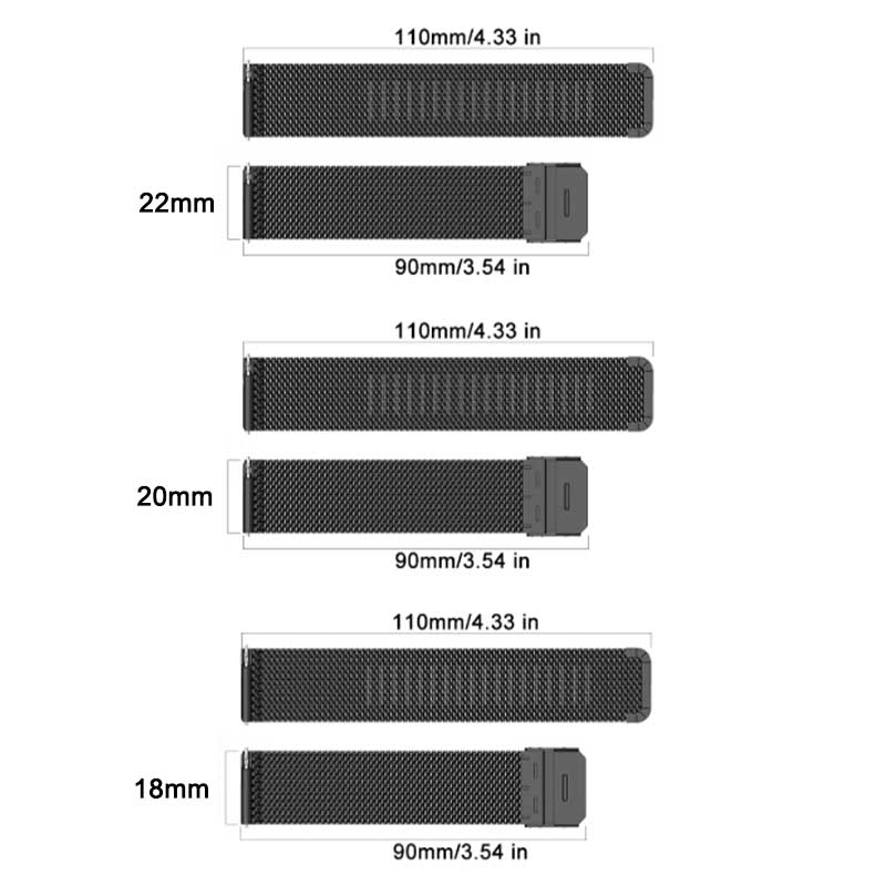 Width 22mm 20mm 18mm Milan Loo - đánh giá và giá Mesh Strap Metal