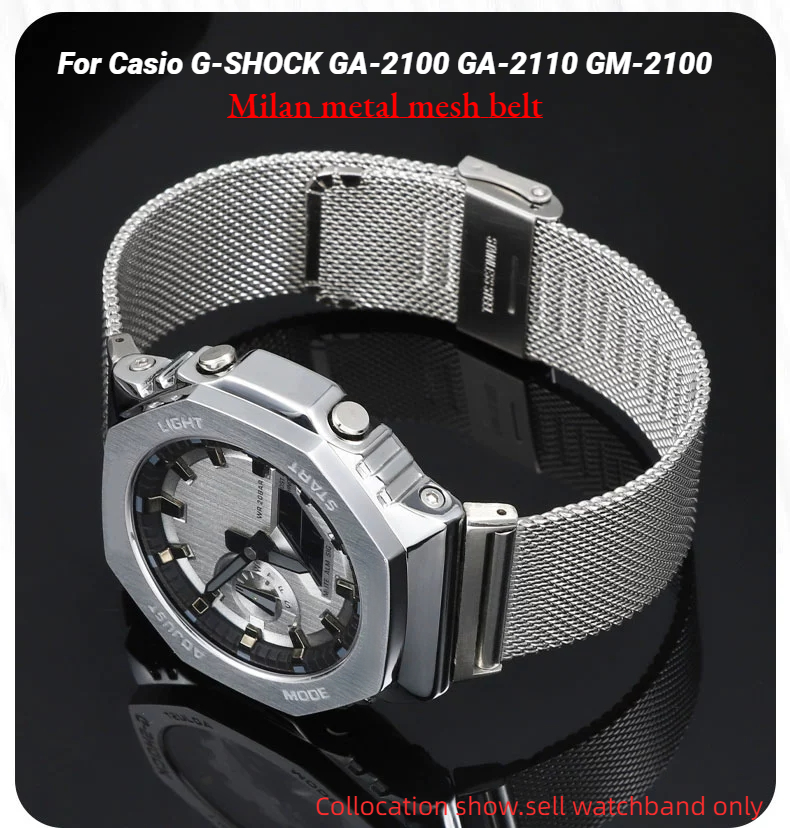 Milan metal mesh belt For Casi - đánh giá và giá Casio Watch G-Shock Ga-2100