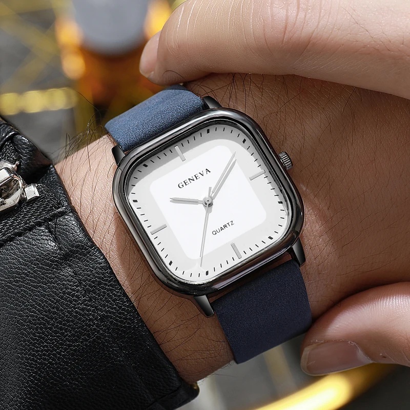 Fashionable Classic Square Dia - đánh giá và giá Leather Watch Band Men