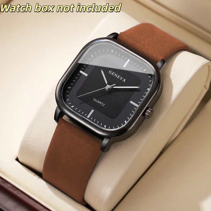 Fashionable Classic Square Dia - đánh giá và giá Leather Watch Band Men